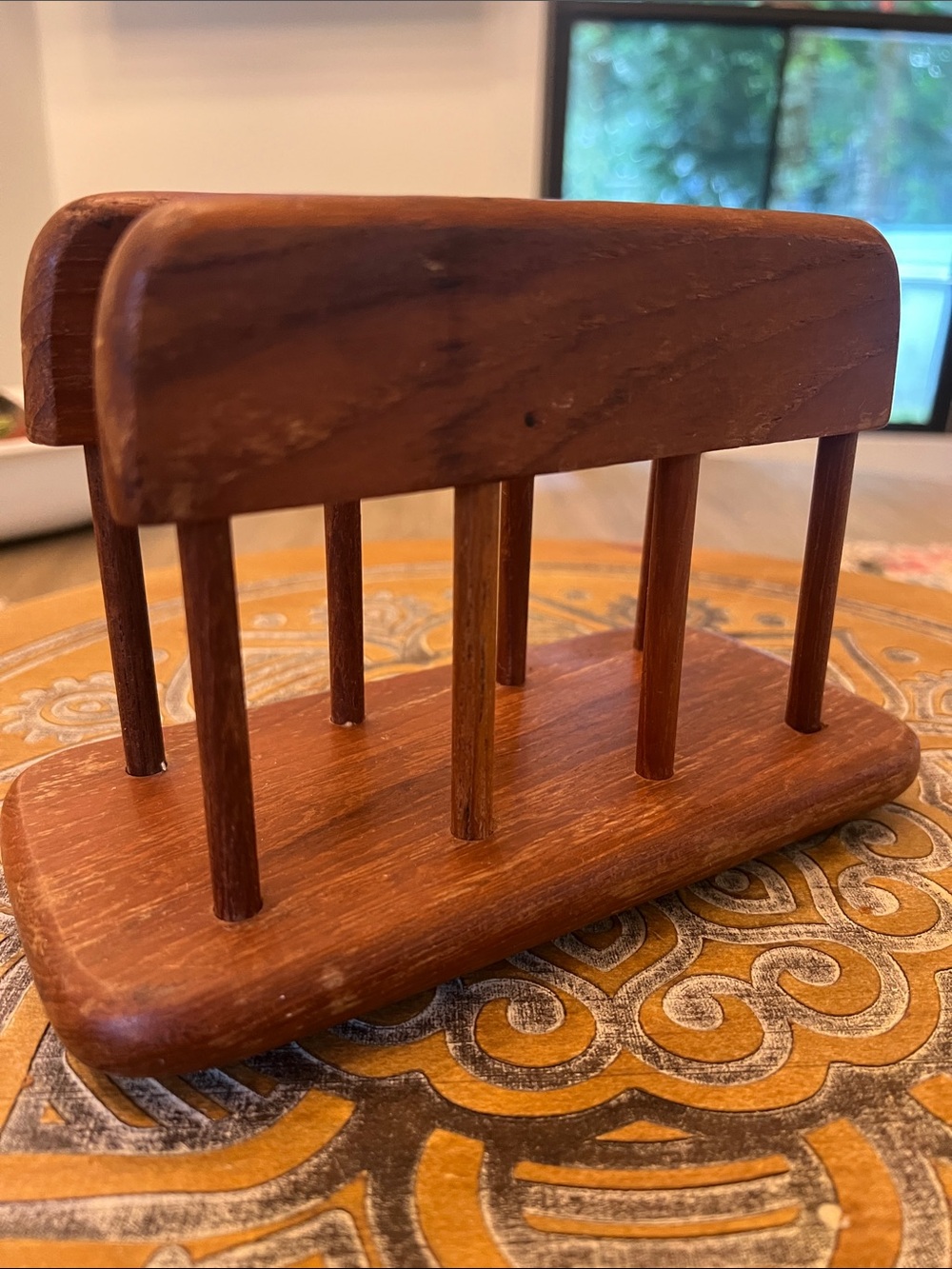 Vintage Teak Wood Napkin Holder - Brown.